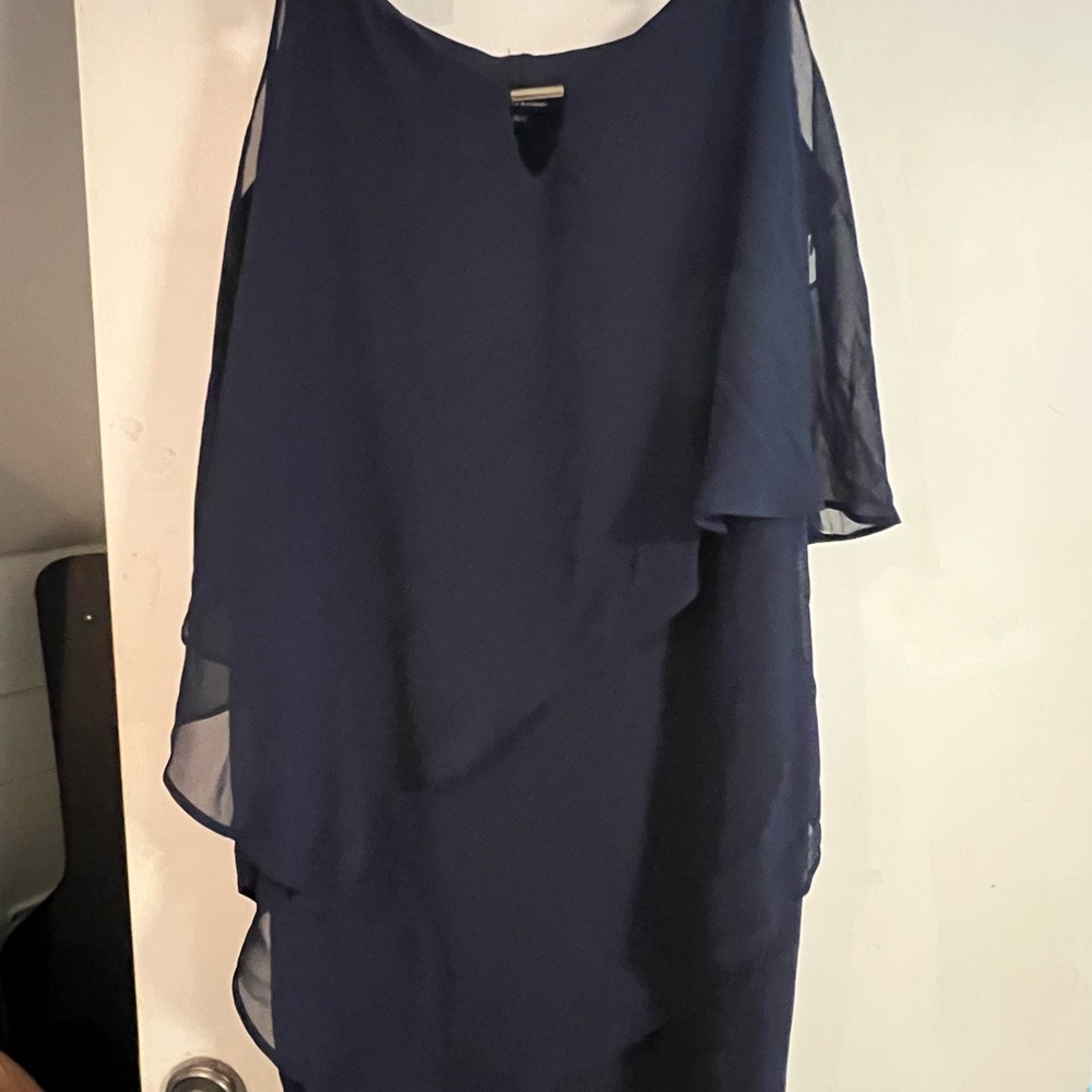 Le Chateau Navy Blue Layered Chiffon Dress